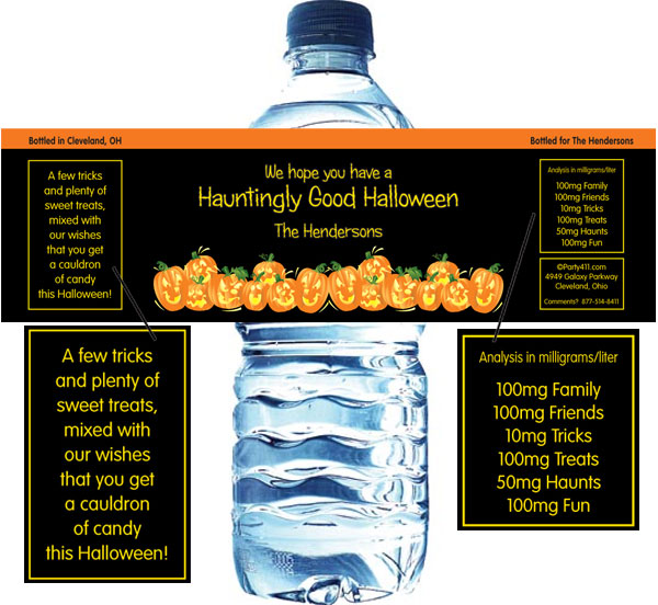 Halloween Fun Pumpkins Water Bottle Label