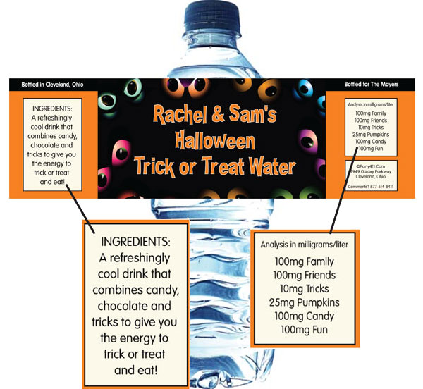 Halloween Eyes Water Bottle Label