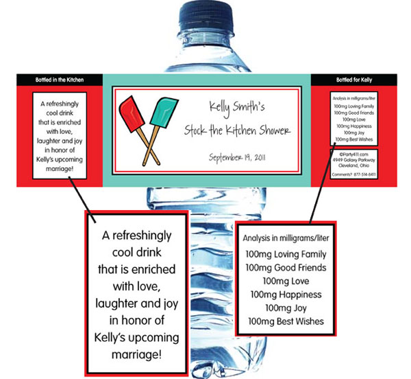 Bridal Shower Kitchen Theme Water Bottle Label