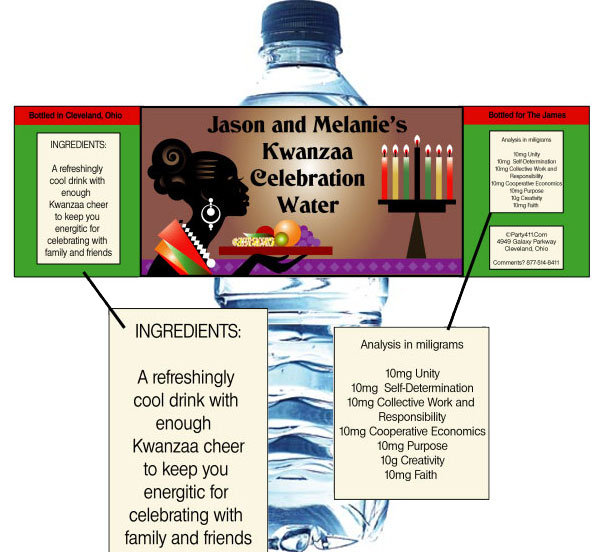 Kwanzaa Celebration Water Bottle Label