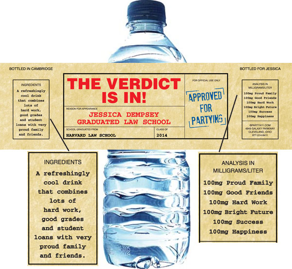 Graduation Law School Subpoena Water Bottle Label