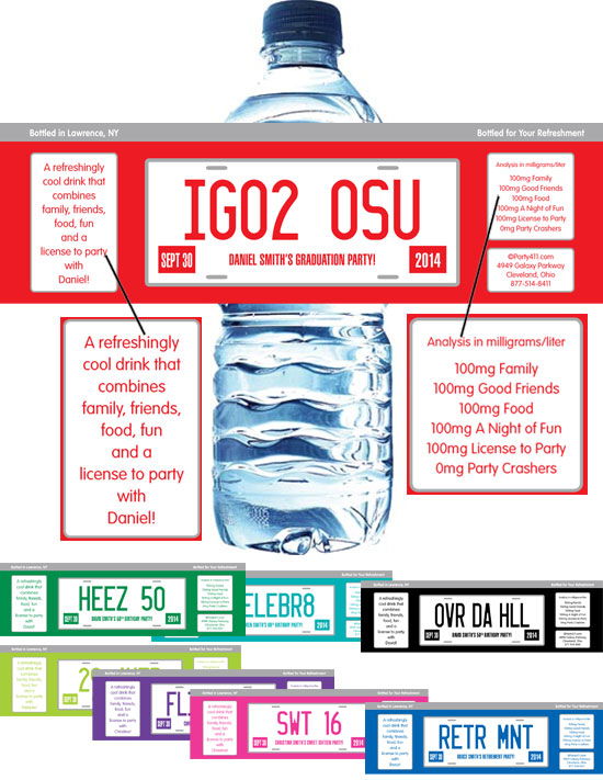 Graduation License Plate Water Bottle Label