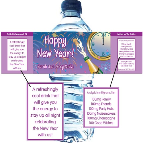 A New Years Eve Toast Water Bottle Label