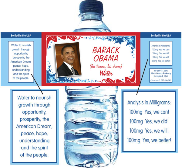 President Obama Inauguration Water Bottle Label