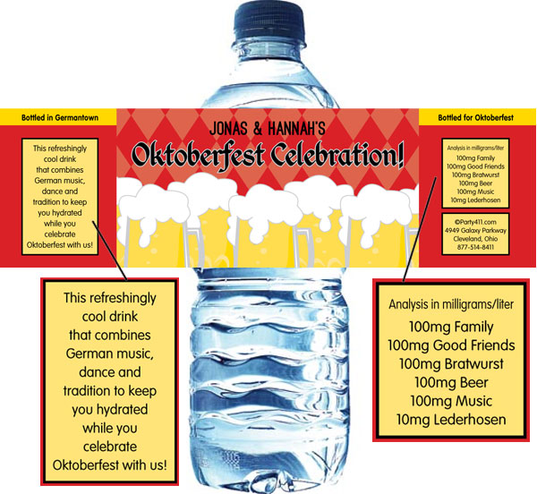 Oktoberfest Beer Water Bottle Label