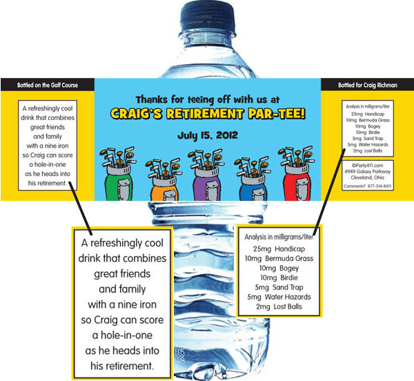 Golf Clubs Water Bottle Label