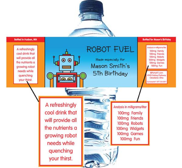 Robots Water Bottle Label