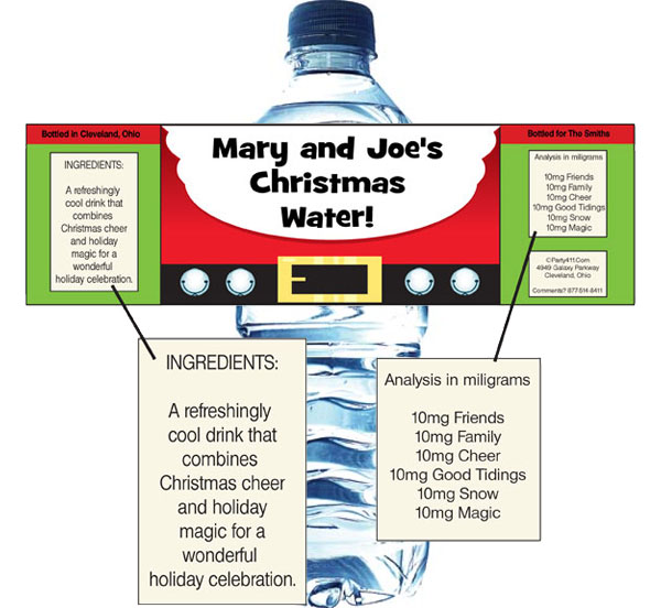 Christmas Santa Suit Water Bottle Label