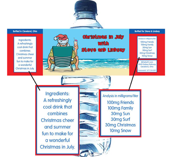 Christmas in July Water Bottle Label