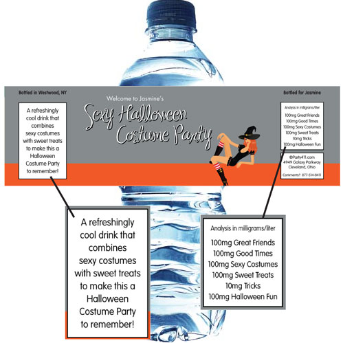Halloween Sexy Party Water Bottle Label