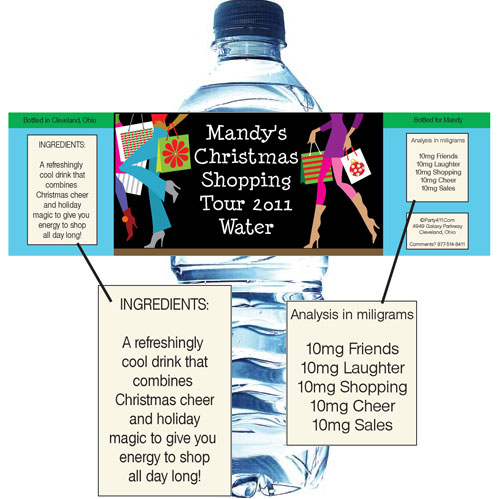 Christmas Shopping Water Bottle Label
