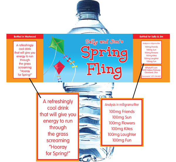 Flying Kites Water Bottle Label
