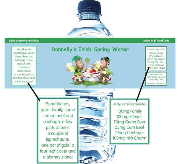 St. Patrick's Day Party Water Bottle Label
