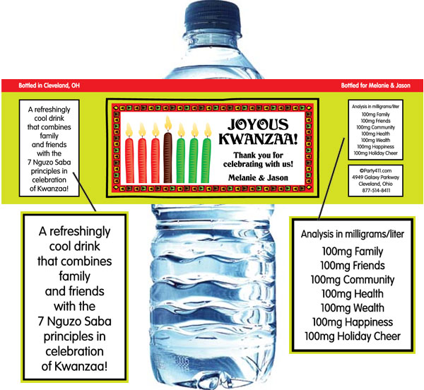 Kwanzaa Kinara Water Bottle Label