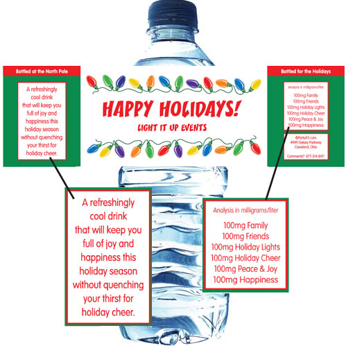 Christmas Lights Water Bottle Label