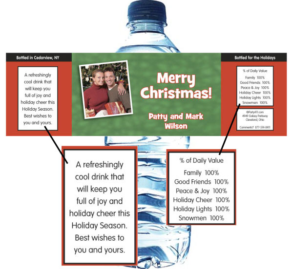 Christmas Photo Water Bottle Label