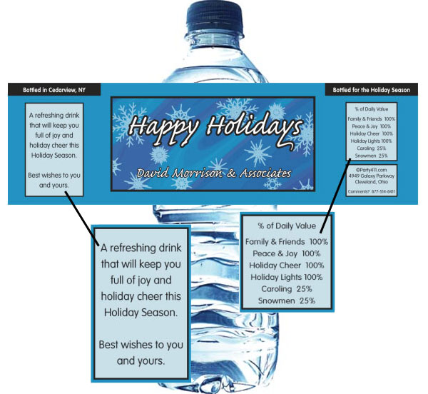 Winter Snow Water Bottle Label