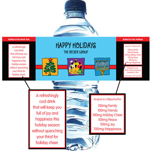 Winter Holidays Trio Water Bottle Label