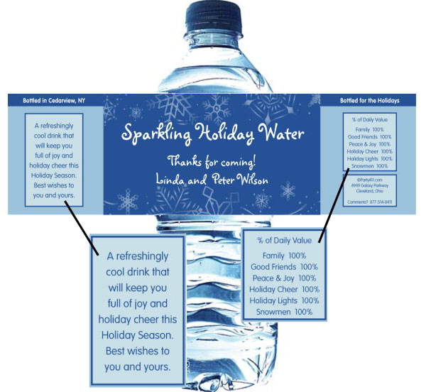 Winter Theme Water Bottle Label