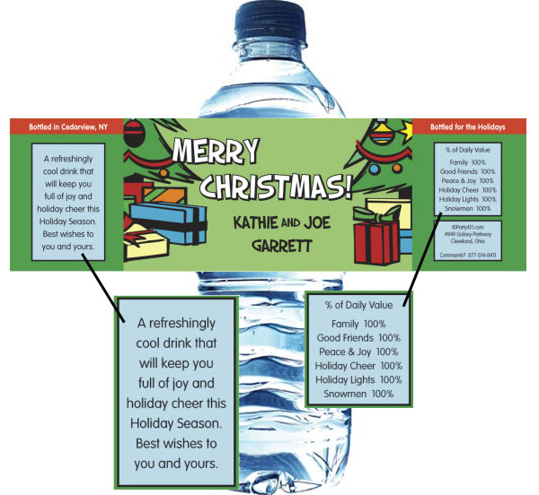 Christmas Tree Water Bottle Label
