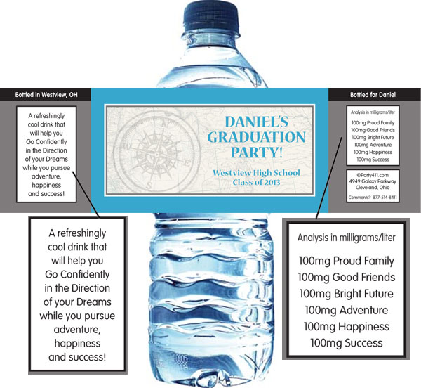 Graduation Travel Theme Water Label
