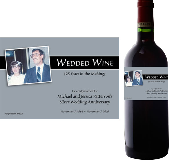 25th Anniversary Theme Bottle Label, Wine