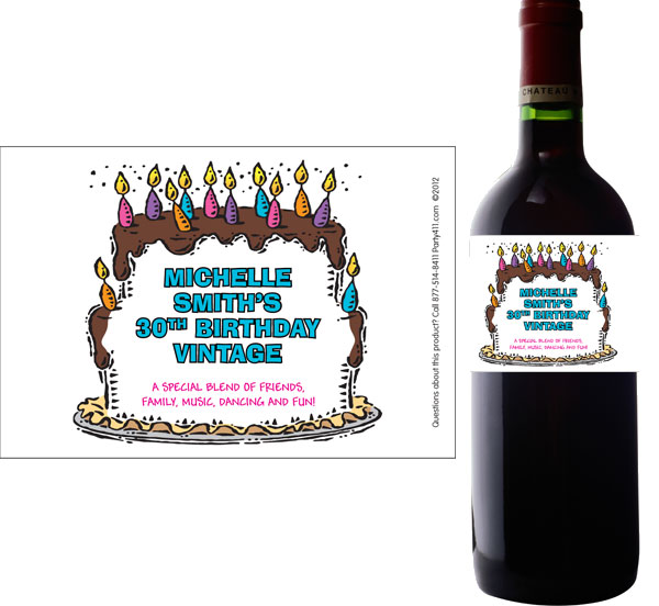 Birthday Cake For Her Wine Bottle Label