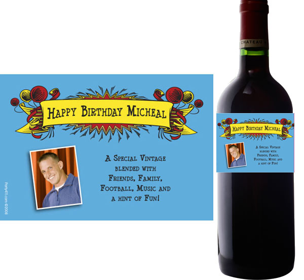 Birthday Balloons Bottle Label, Wine Champagne