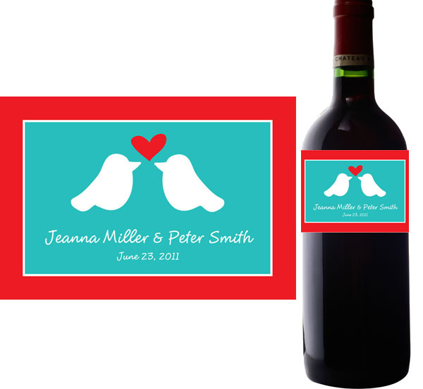 A Lovebirds Wine Champagne Bottle Label