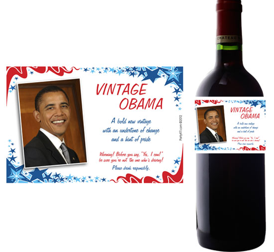 President Obama Theme Wine Bottle Label