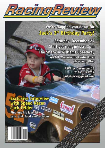 Racing Magazine Cover Invitation