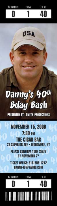 Milestone Birthday Photo Ticket Invitation