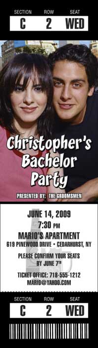Bachelor Photo Ticket Invitation
