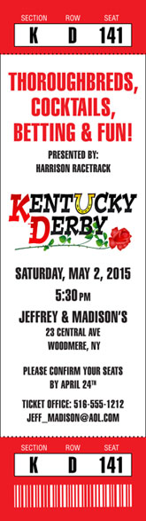 Kentucky Derby Ticket Invitation