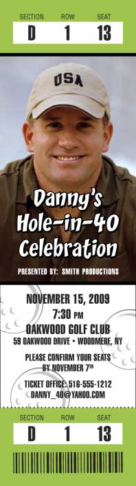 Golf Photo Ticket Invitation