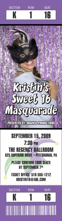 Mardi Gras Photo Ticket Invitation