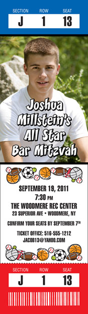 Sports Balls Photo Ticket Invitation