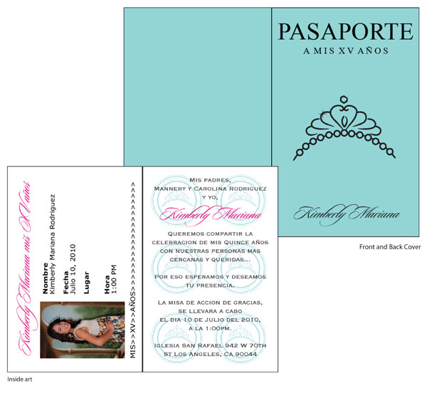 Quinceanara Passport Invitations