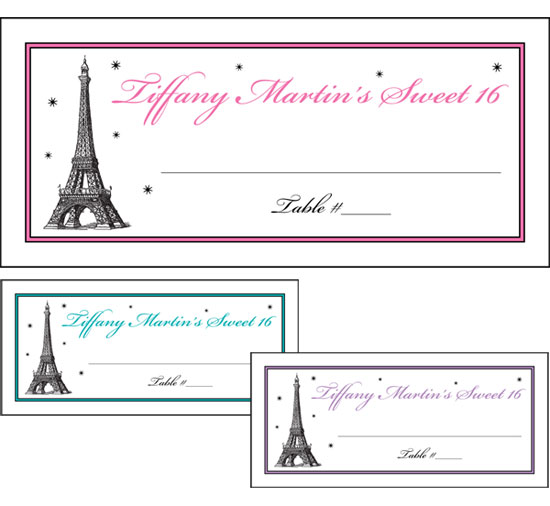 Paris Party Theme Seating Card
