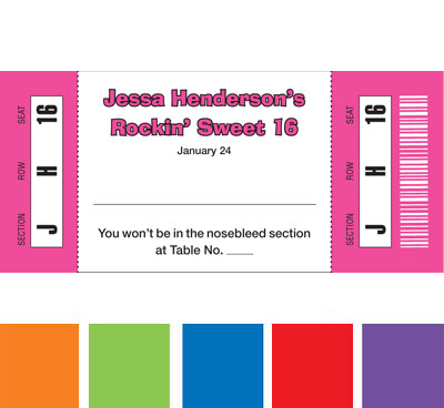 Rock 'n Roll Seating Card Pink