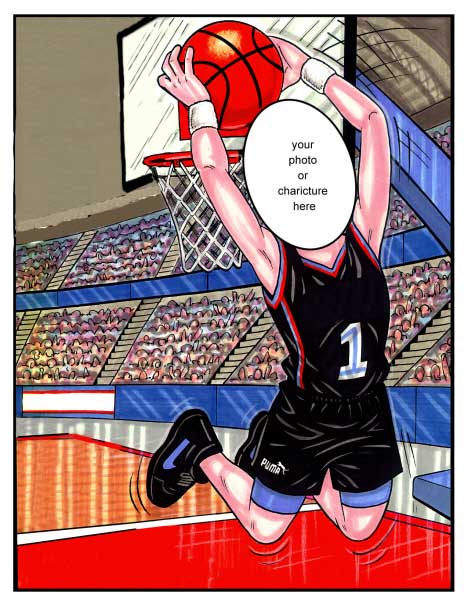 Boys Basketball Semi Custom Caricature