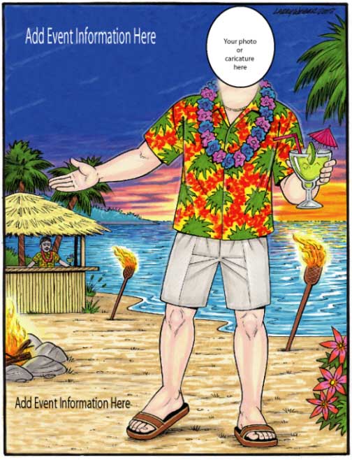 Beach Man Semi Custom Caricature