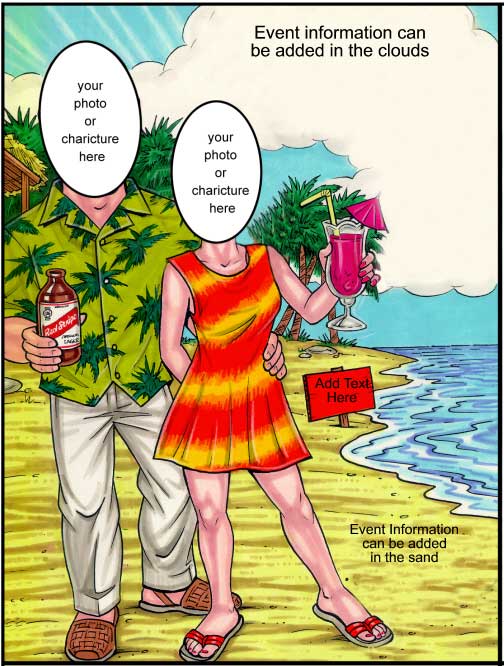 Beach Couple Semi Custom Caricature