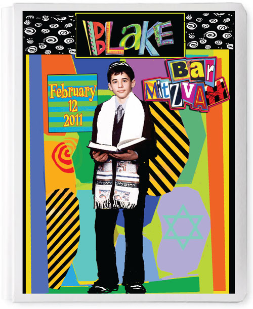 Personalized 3D Basic Sign In Book, Bar Mitzvah Boy, Mod