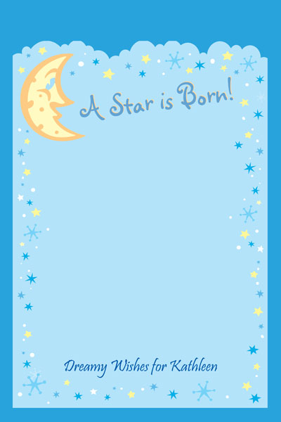 Baby Shower Stars and Moons Sign In Board