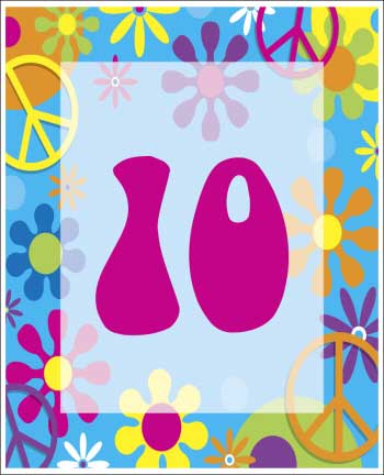 Hippie Retro Theme Table Number