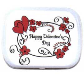 Valentine's Day Theme Mint Tin, Red and White