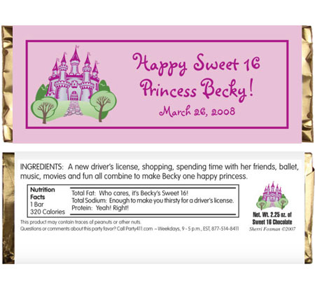 Fairy Tale Princess Theme Candy Bar Wrapper