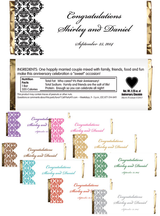Classic Damask Theme Candy Bar Wrapper