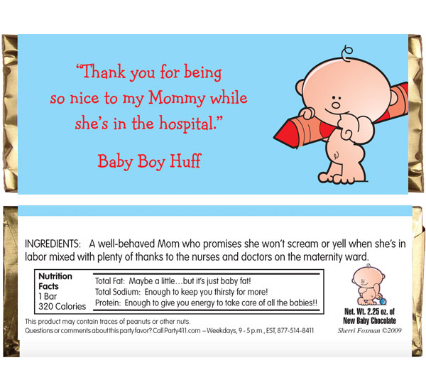 Baby Hospital Candy Bar Wrapper, Boy 